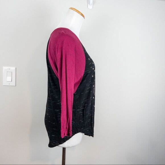 Roxy Diamond Raglan 3/4 Sleeve Tee - Size Small - Picture 3 of 7